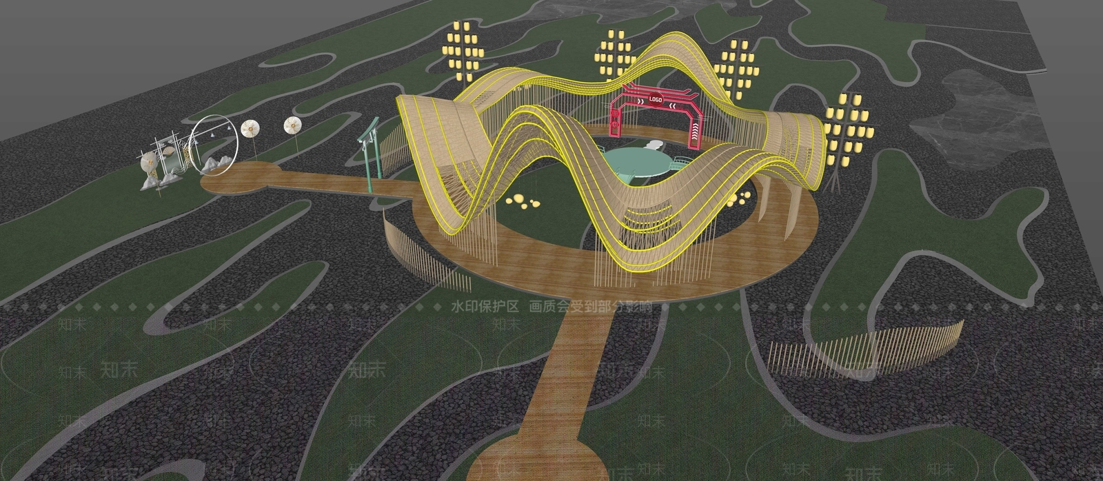 现代景观艺术构筑品SU模型下载【ID:1139228721】