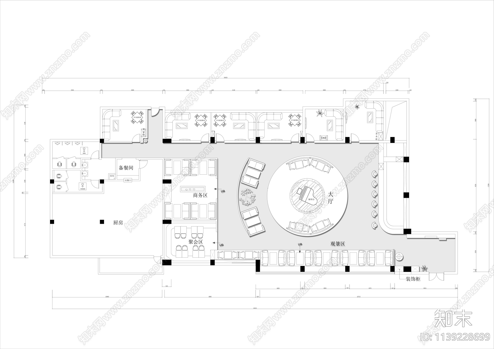 音乐餐厅平面布置图施工图下载【ID:1139228699】