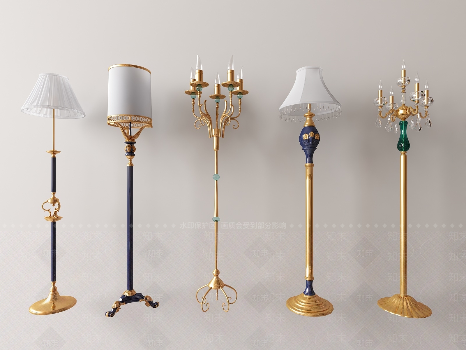欧式落地灯SU模型下载【ID:1139257283】