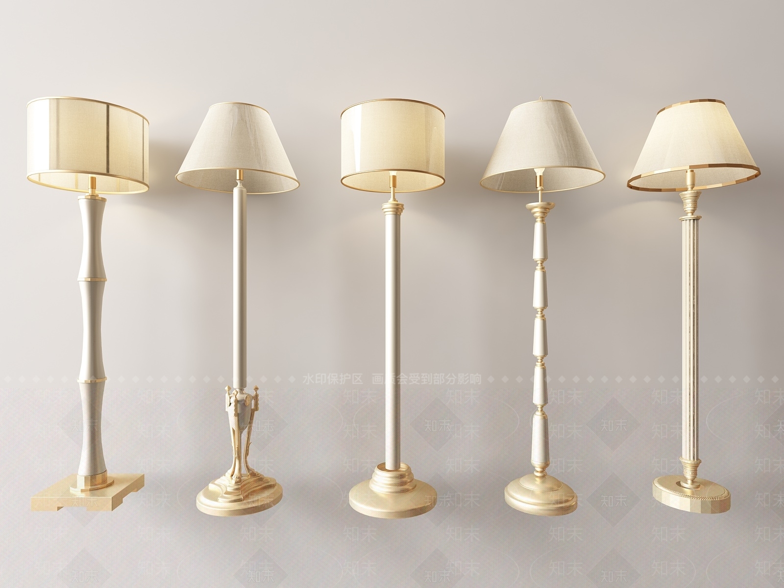 欧式落地灯SU模型下载【ID:1139257222】