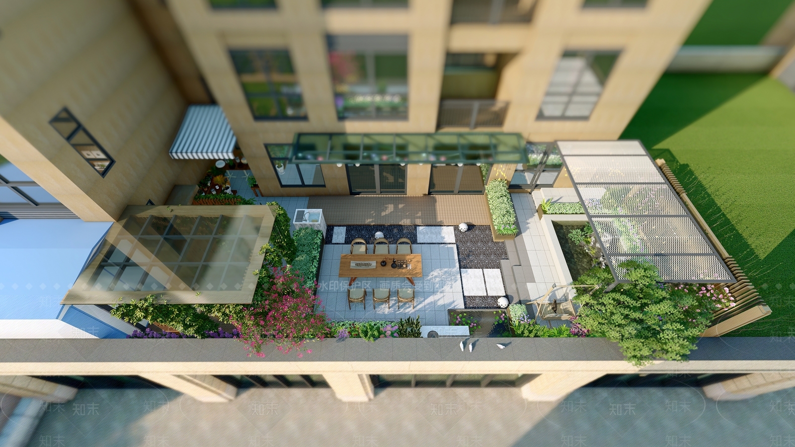 现代屋顶花园SU模型下载【ID:1139230980】