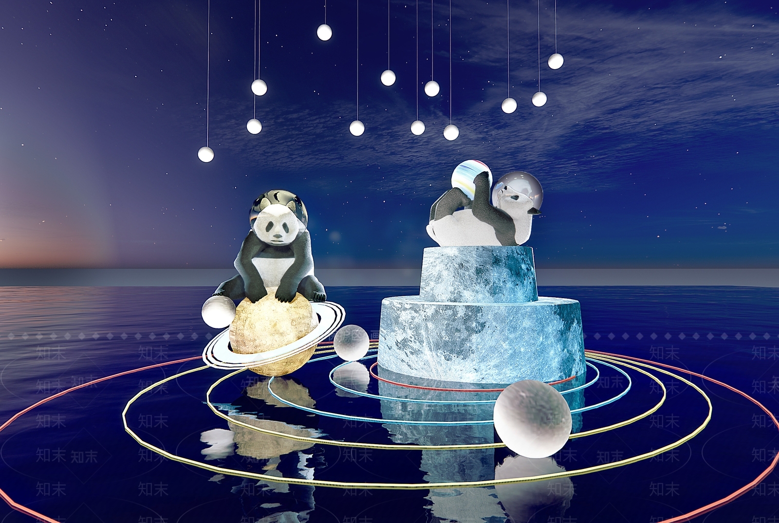 现代星空主题景观雕塑小品SU模型下载【ID:1139230890】