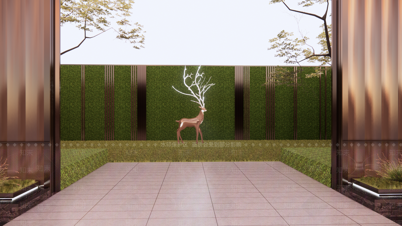 现代梅花鹿雕塑SU模型下载【ID:1139234574】