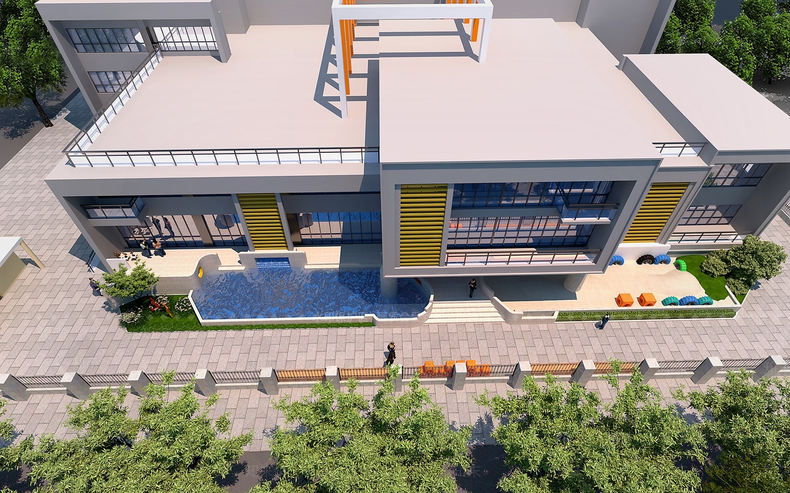 现代学校外观3D模型下载【ID:1139235843】