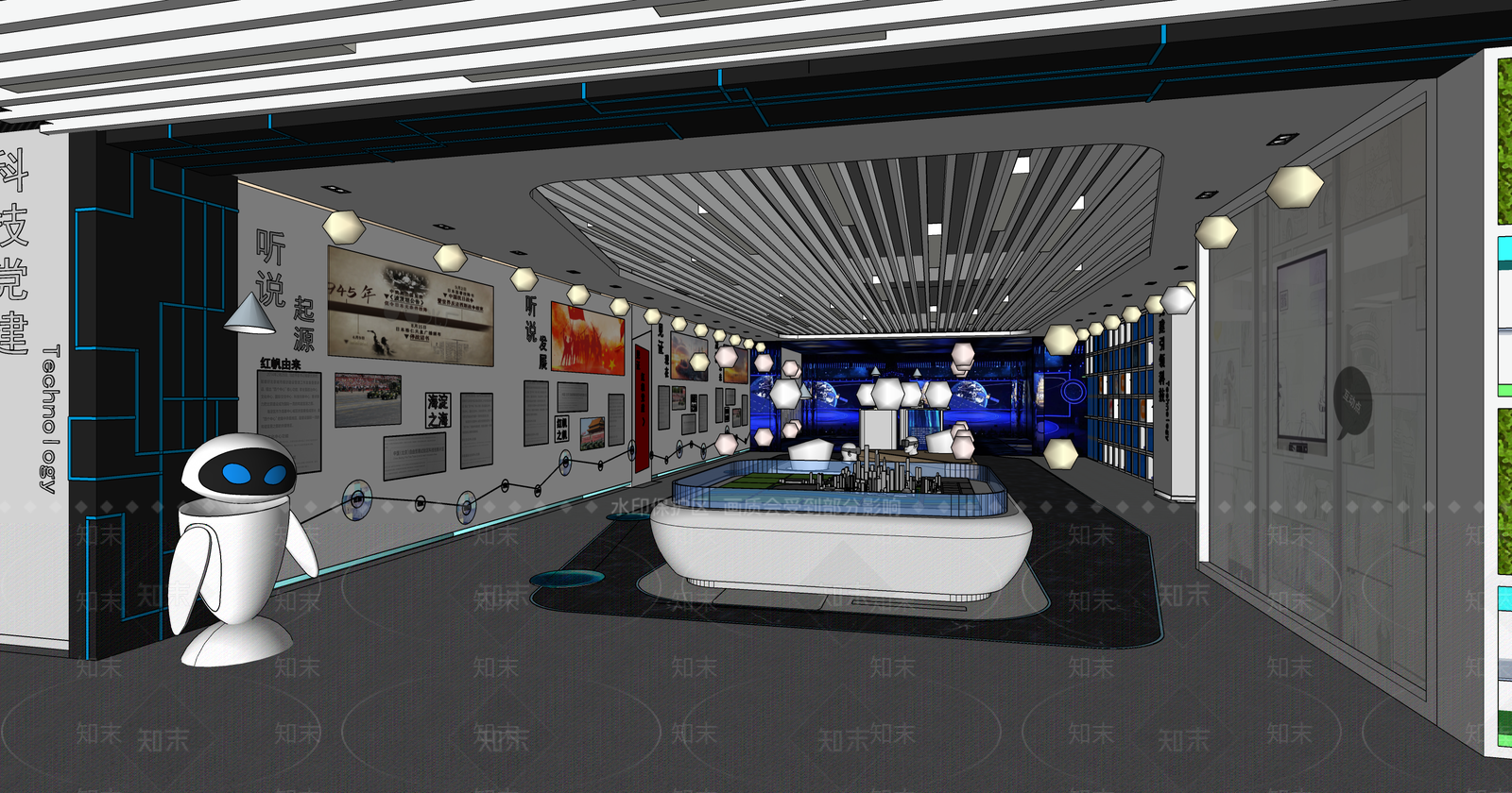 现代党建展厅SU模型下载【ID:1139236143】