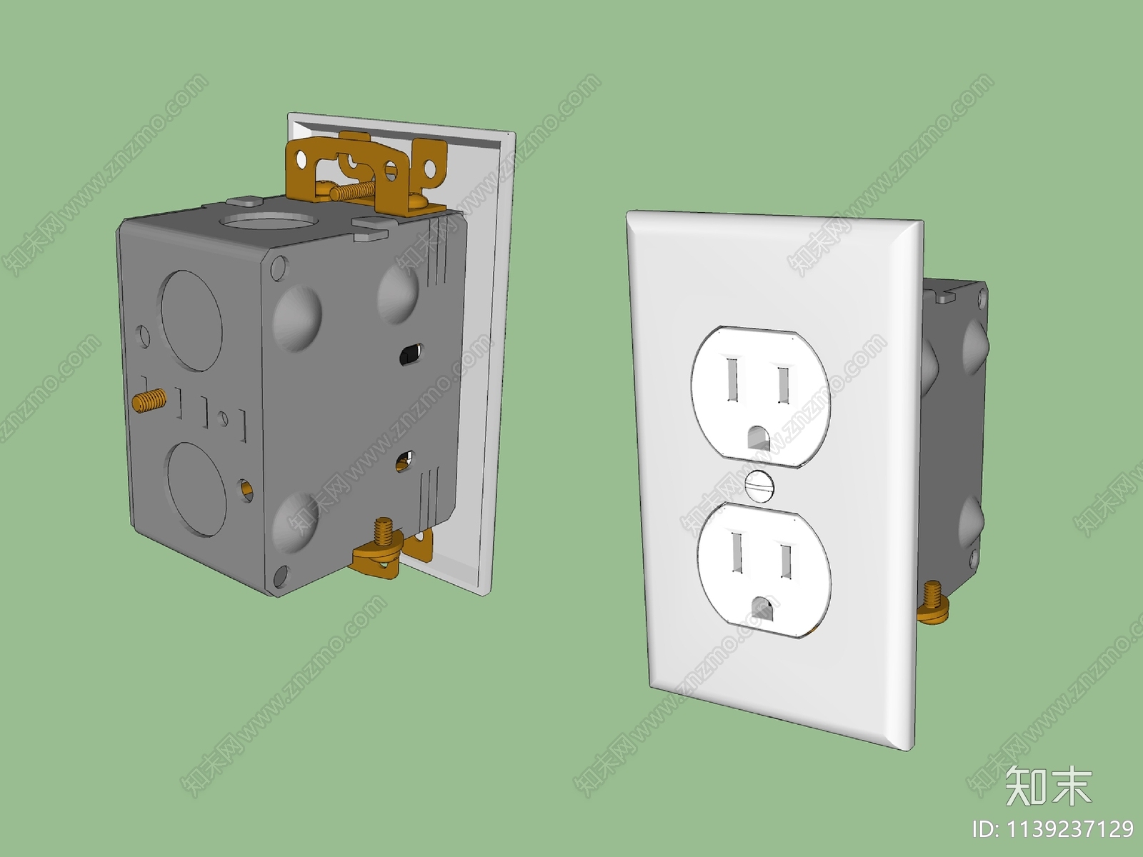 现代五金件插座SU模型下载【ID:1139237129】