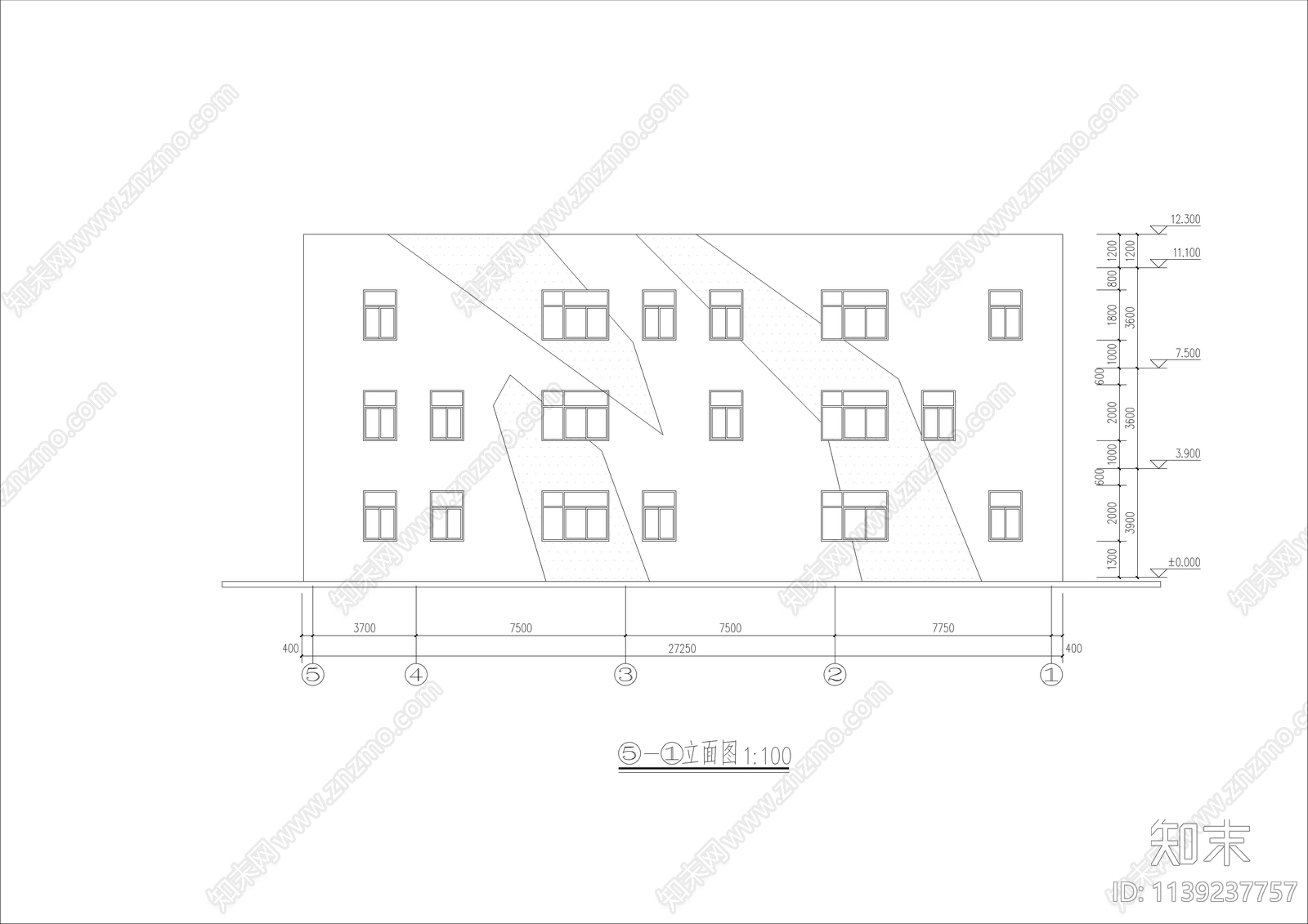 学校三层食堂建筑cad施工图下载【ID:1139237757】