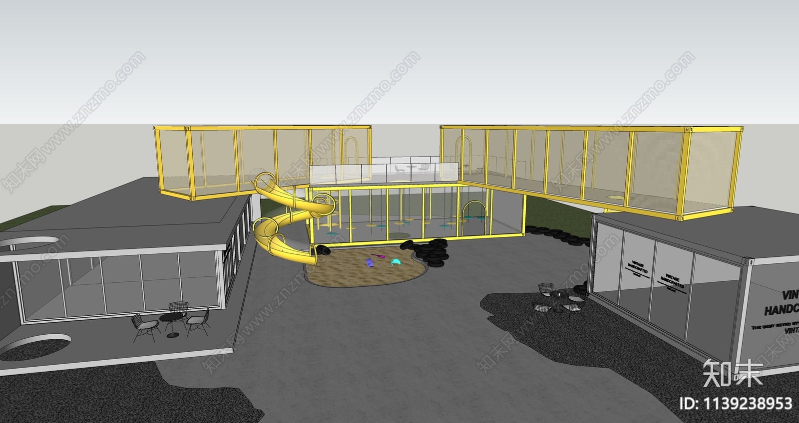 现代集装箱儿童活动空间SU模型下载【ID:1139238953】