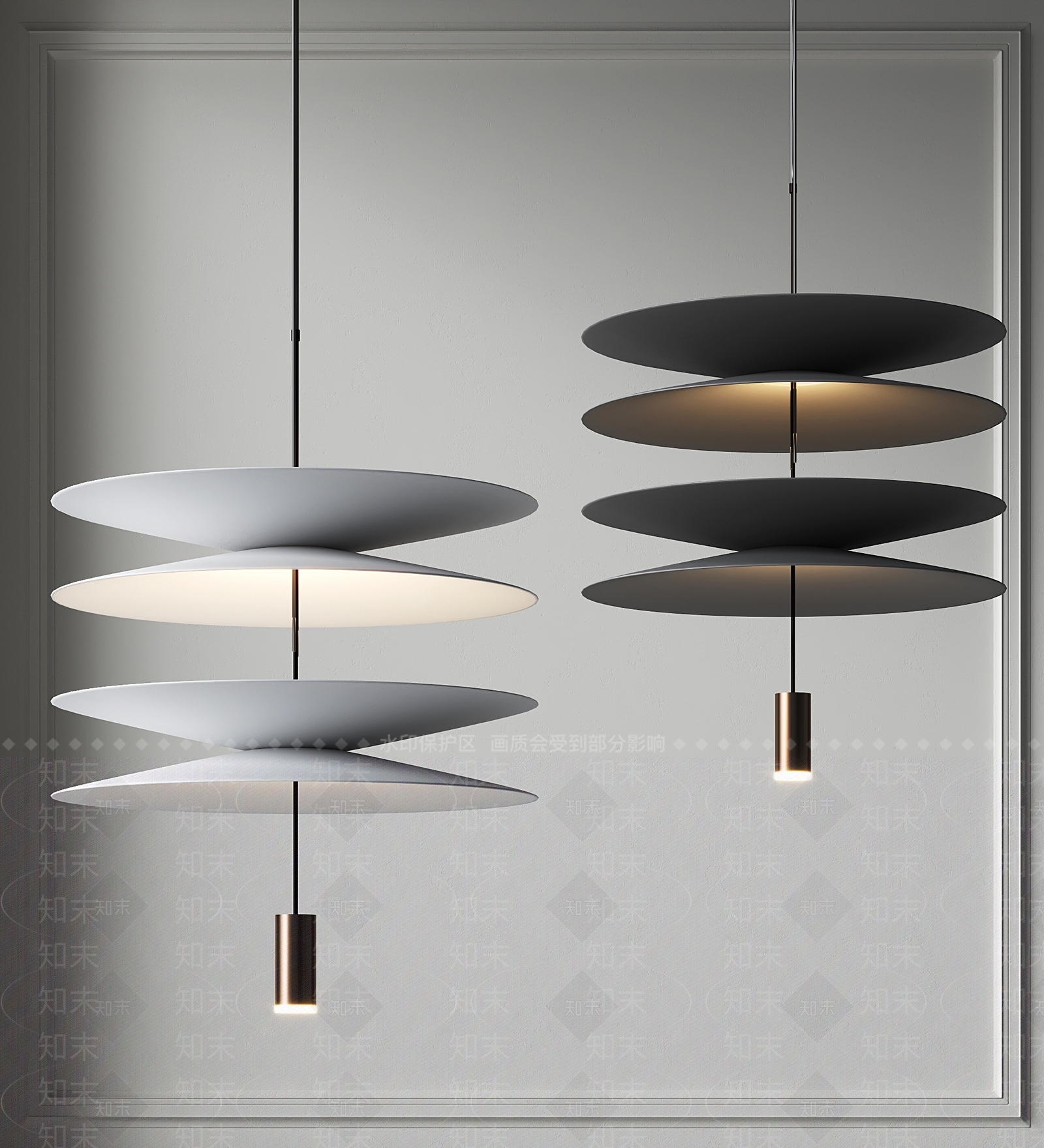 现代多层金属飞碟吊灯3D模型下载【ID:1139242839】