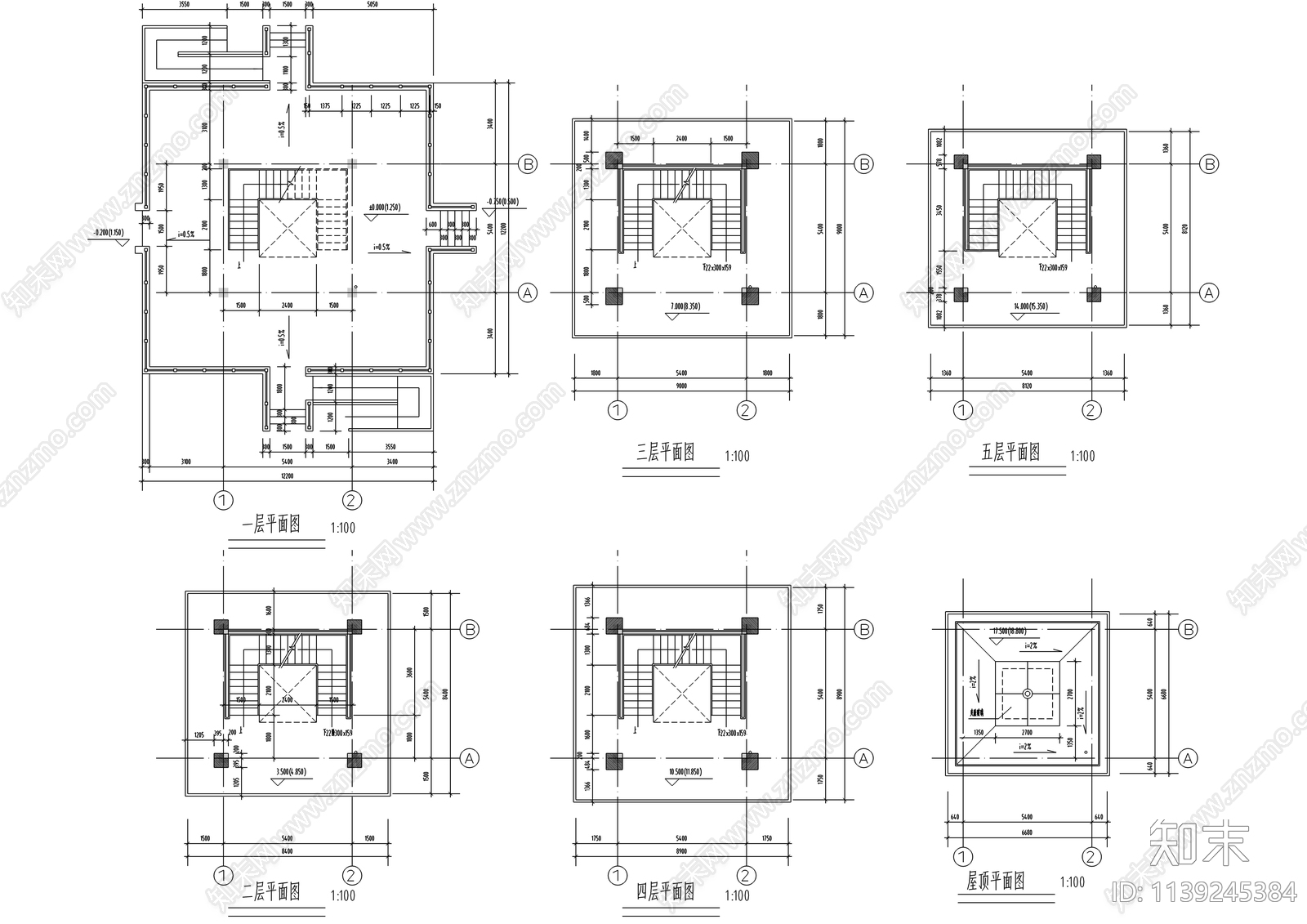 现代古建筑塔详图cad施工图下载【ID:1139245384】