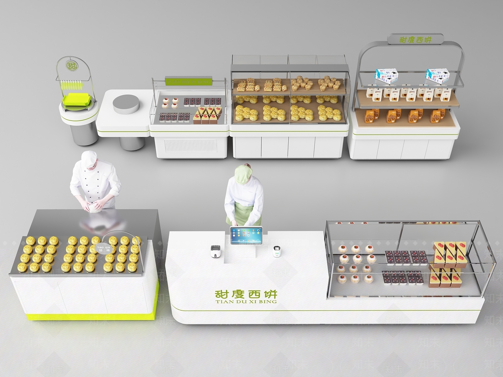 现代面包展示柜SU模型下载【ID:1139250796】