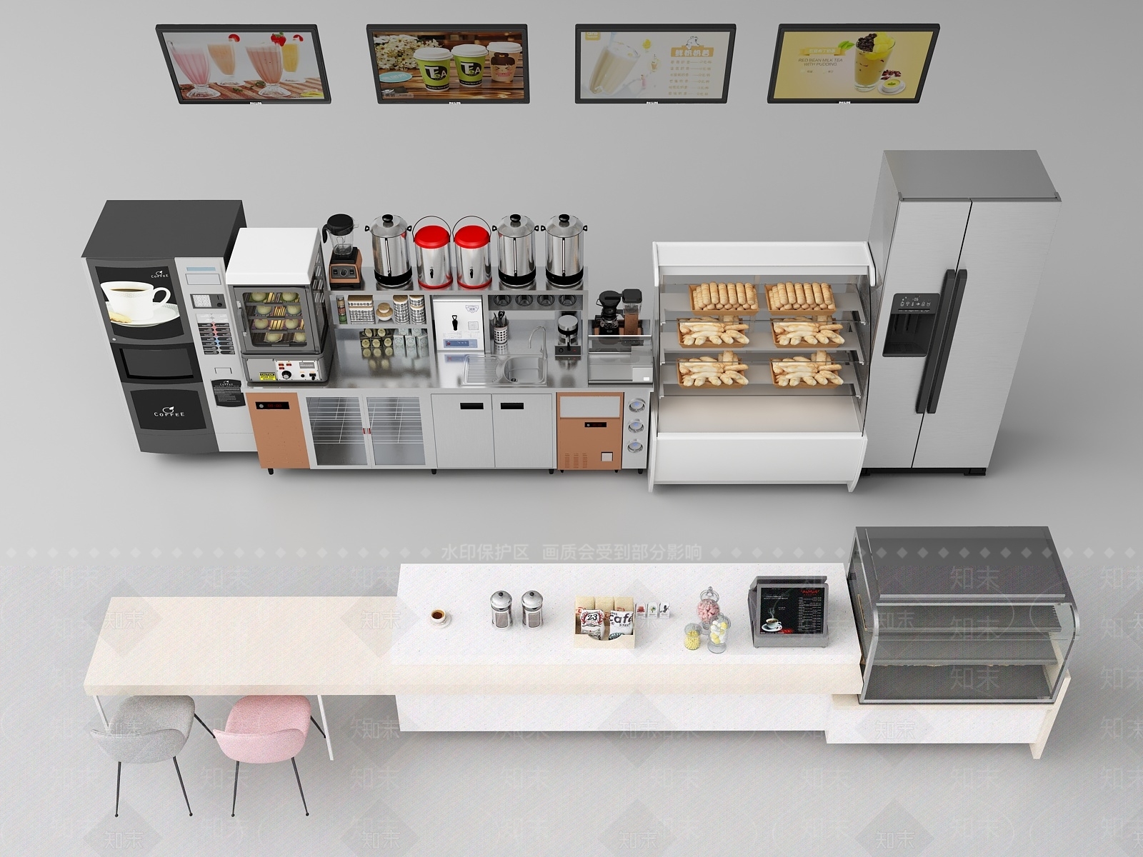 现代面包展示柜SU模型下载【ID:1139250784】