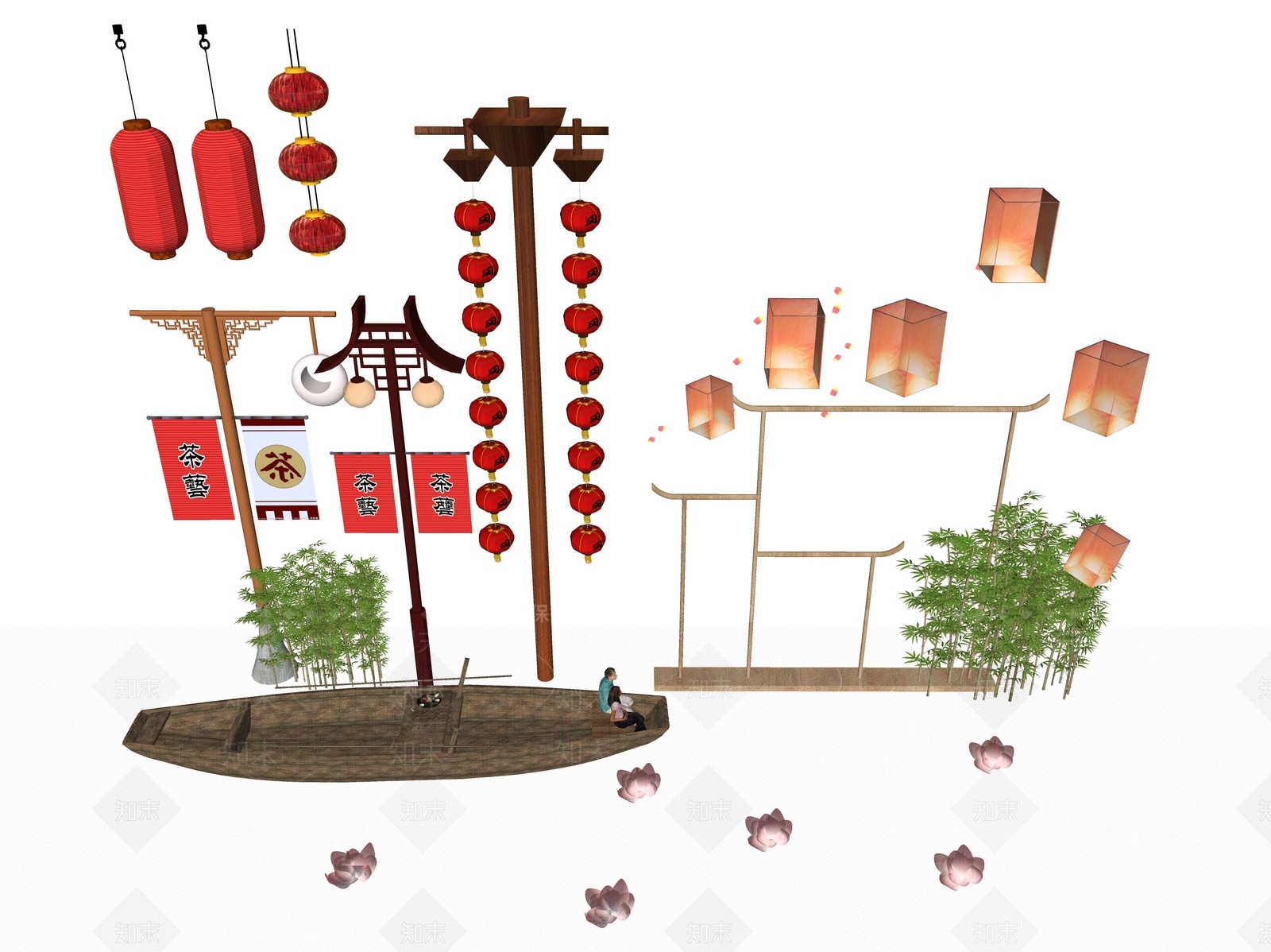 新中式灯笼SU模型下载【ID:1139259349】