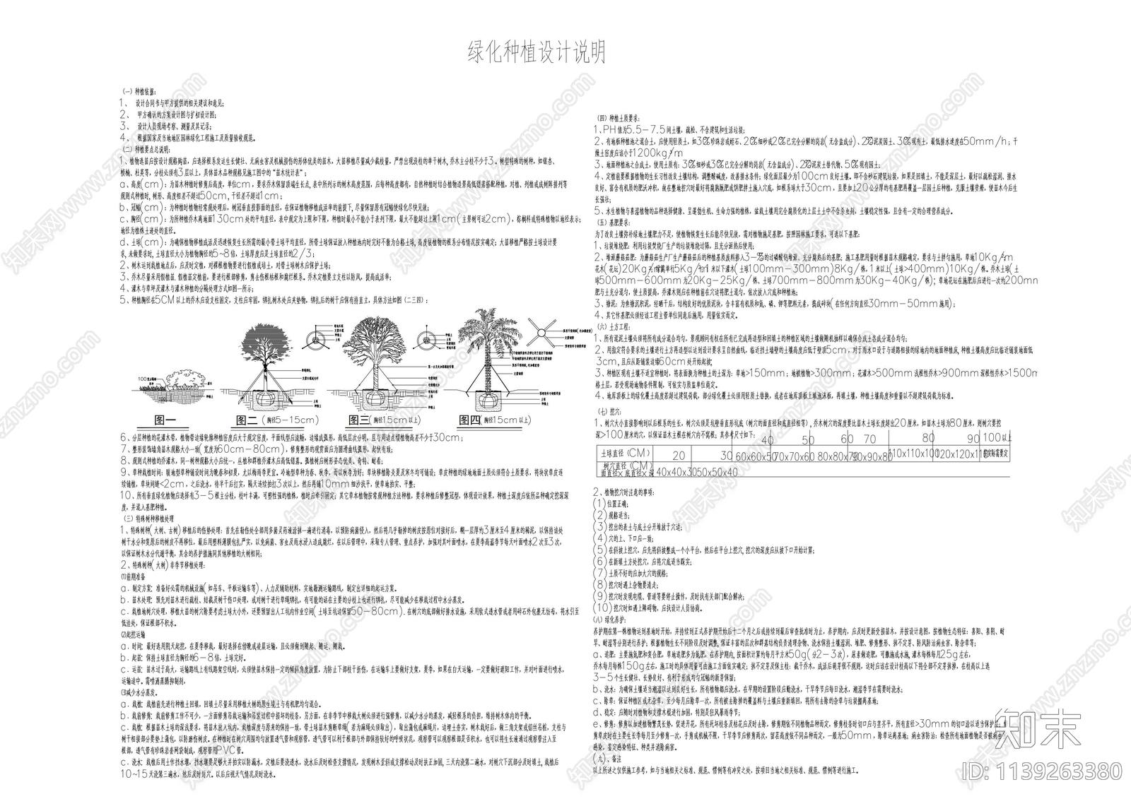 绿化种植设计说明cad施工图下载【ID:1139263380】