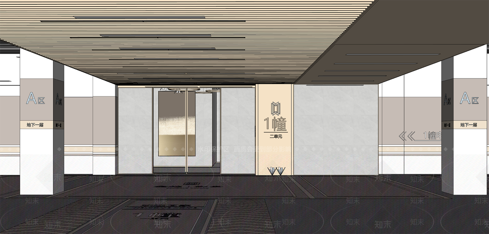 现代大堂电梯厅SU模型下载【ID:1139264542】