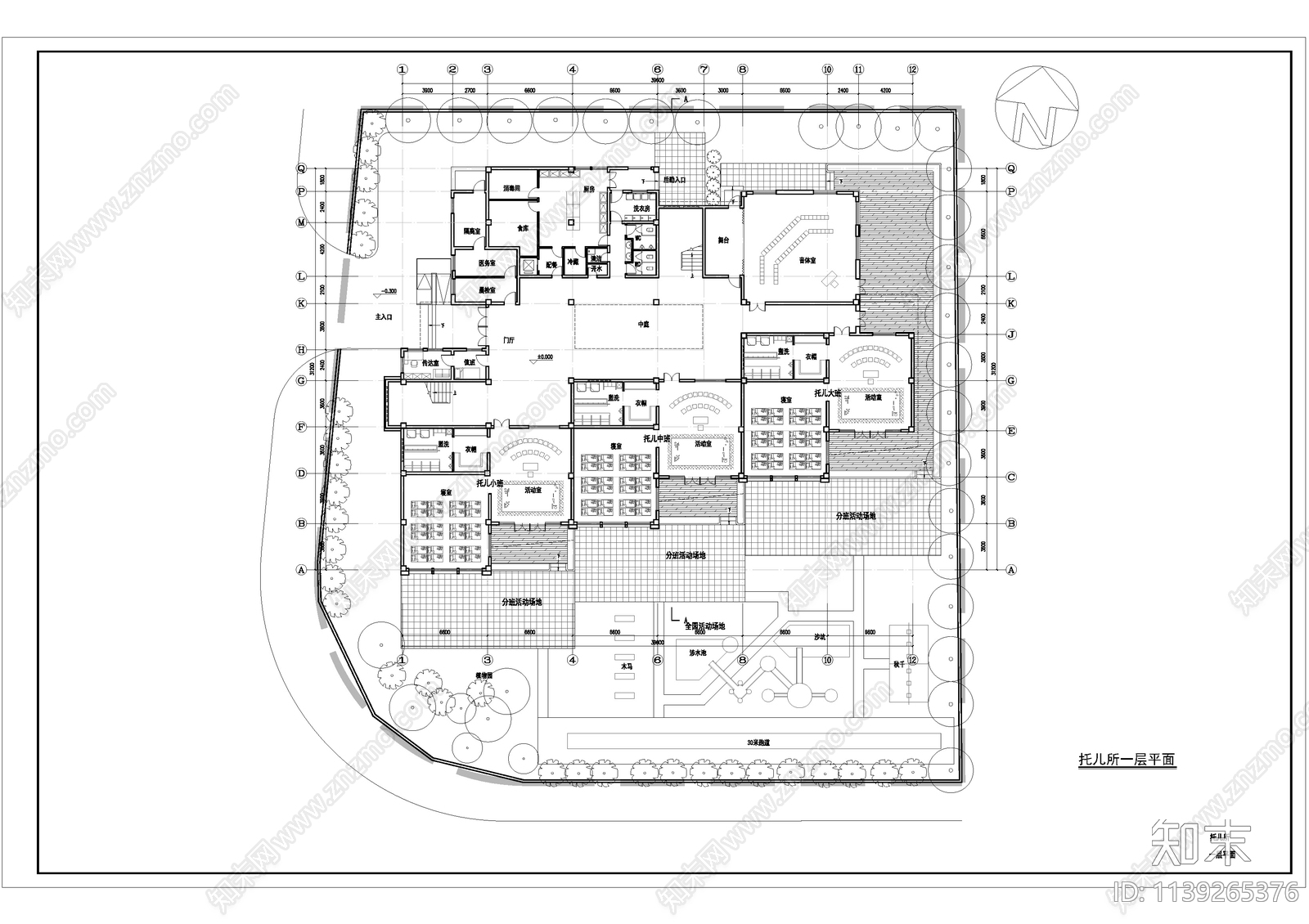 幼儿园建筑cad施工图下载【ID:1139265376】