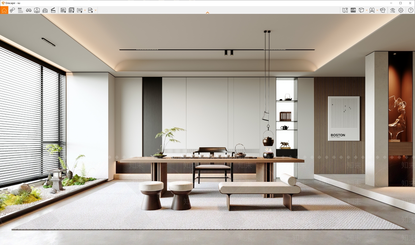 现代茶室SU模型下载【ID:1139265523】_知末su模型网