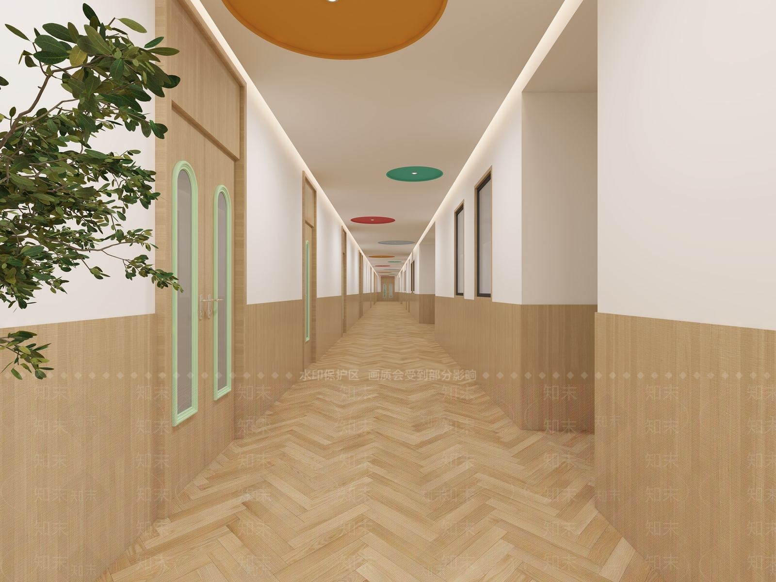 现代幼儿园过道3D模型下载【ID:1139266147】