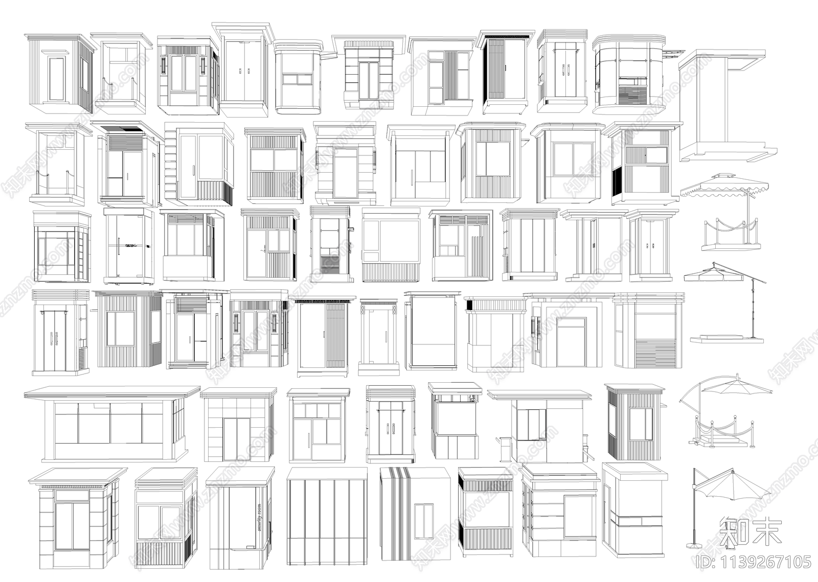 现代门卫岗亭施工图下载【ID:1139267105】