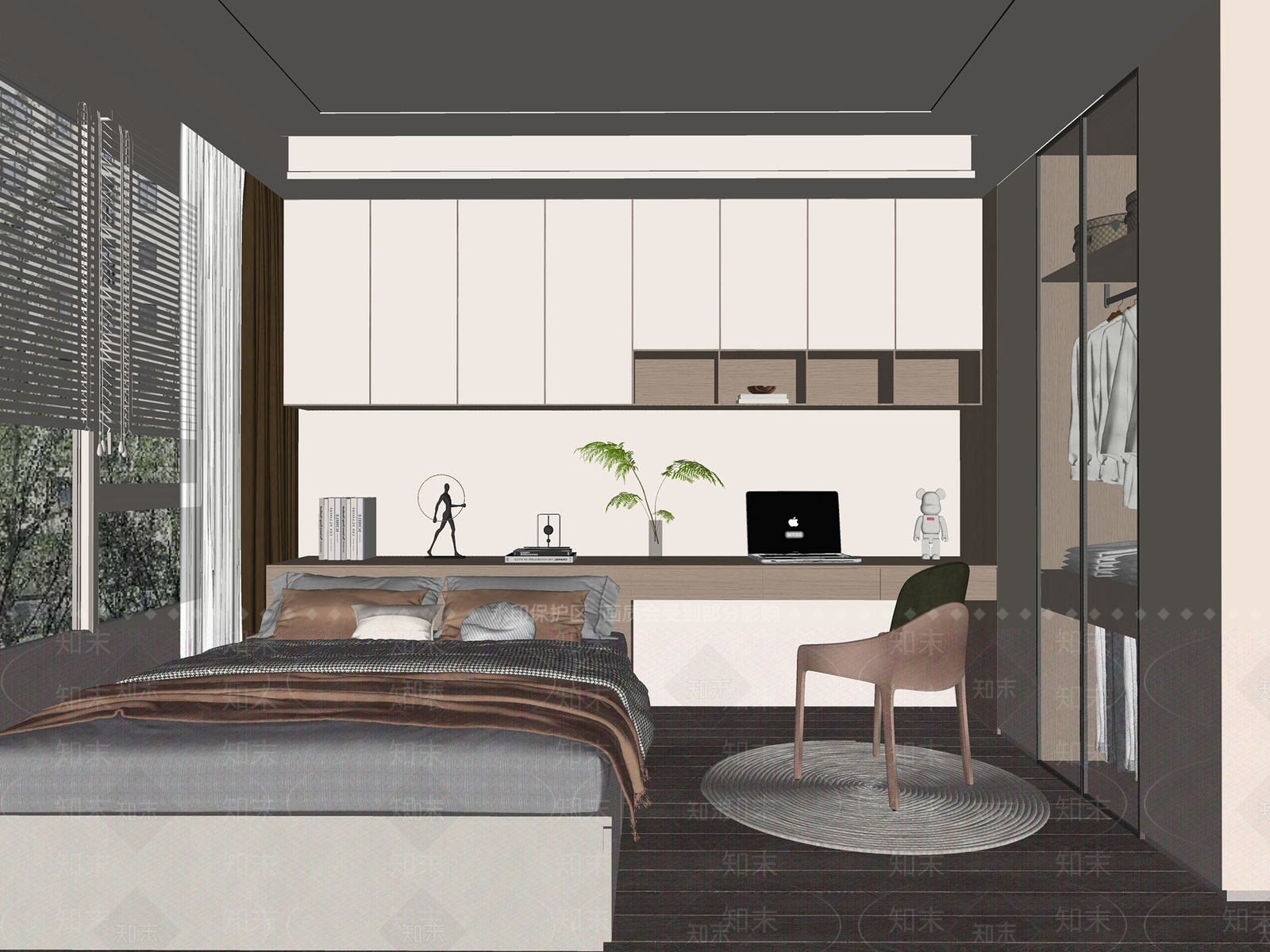 现代榻榻米卧室SU模型下载【ID:1139268048】