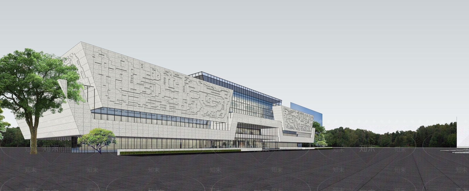 现代展览馆建筑SU模型下载【ID:1139269437】_知末su模型网
