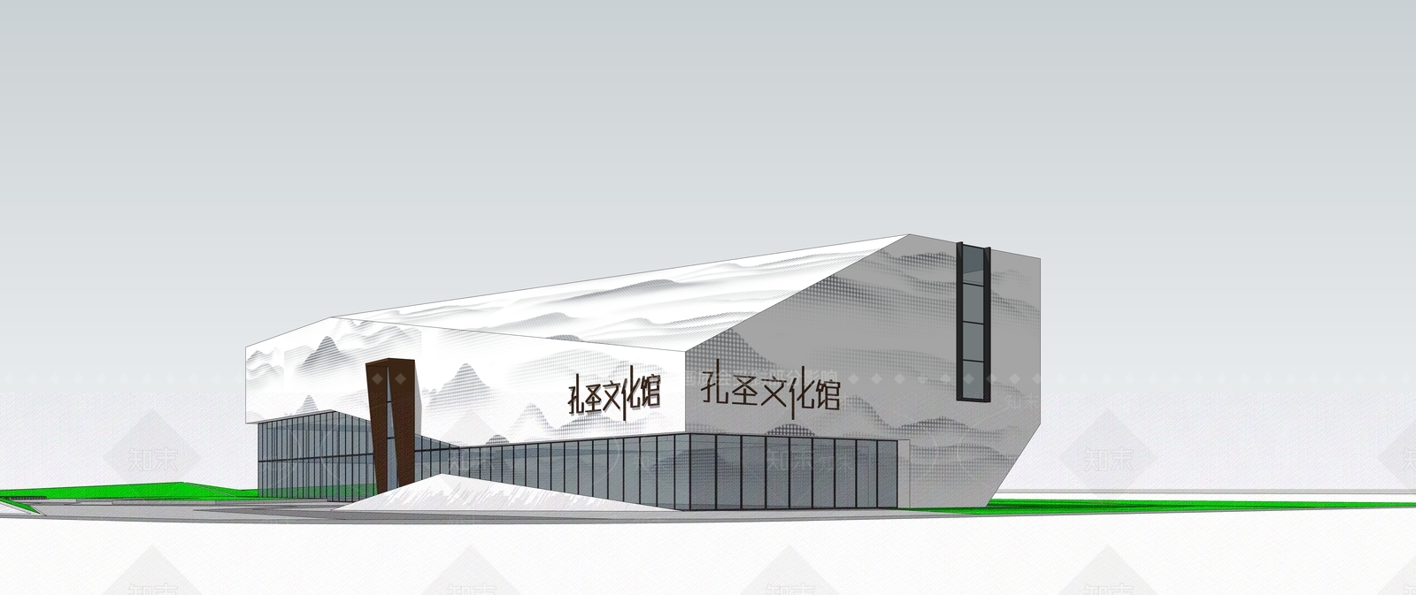 现代展览馆建筑SU模型下载【ID:1139270173】