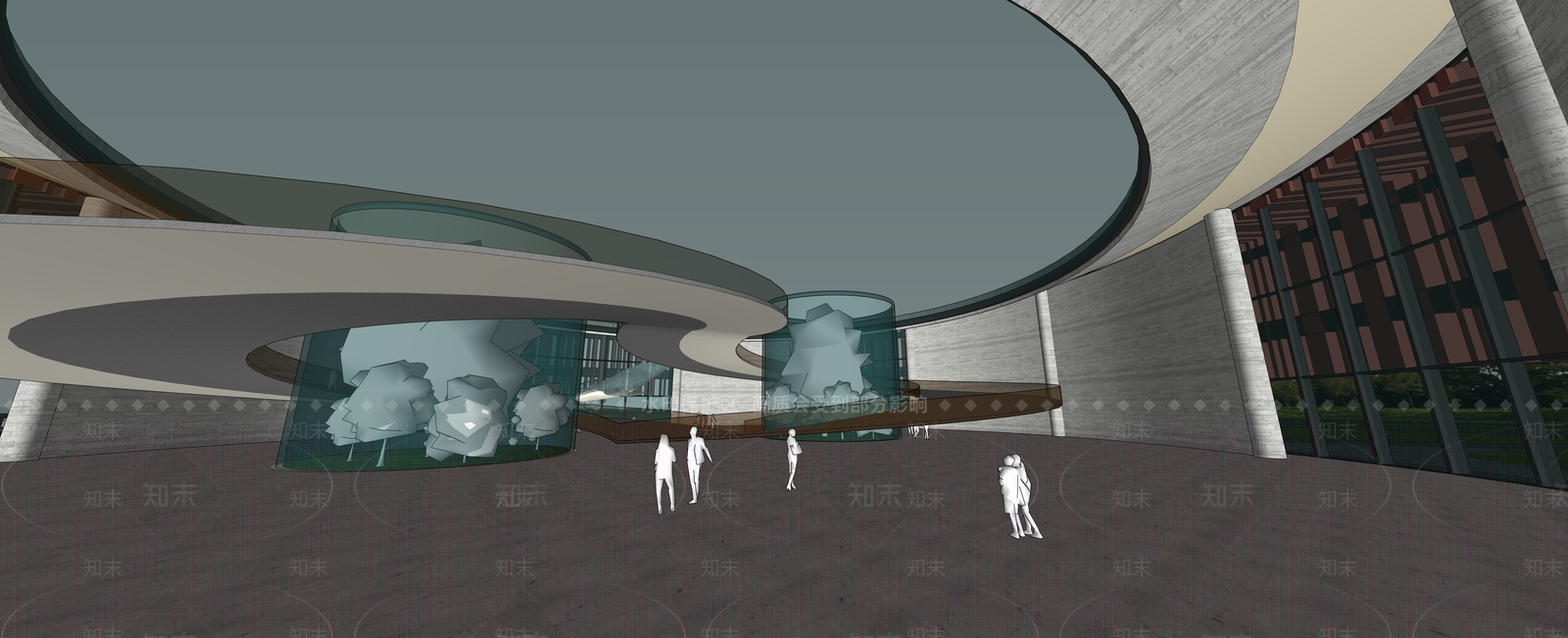 现代展览馆建筑SU模型下载【ID:1139270440】