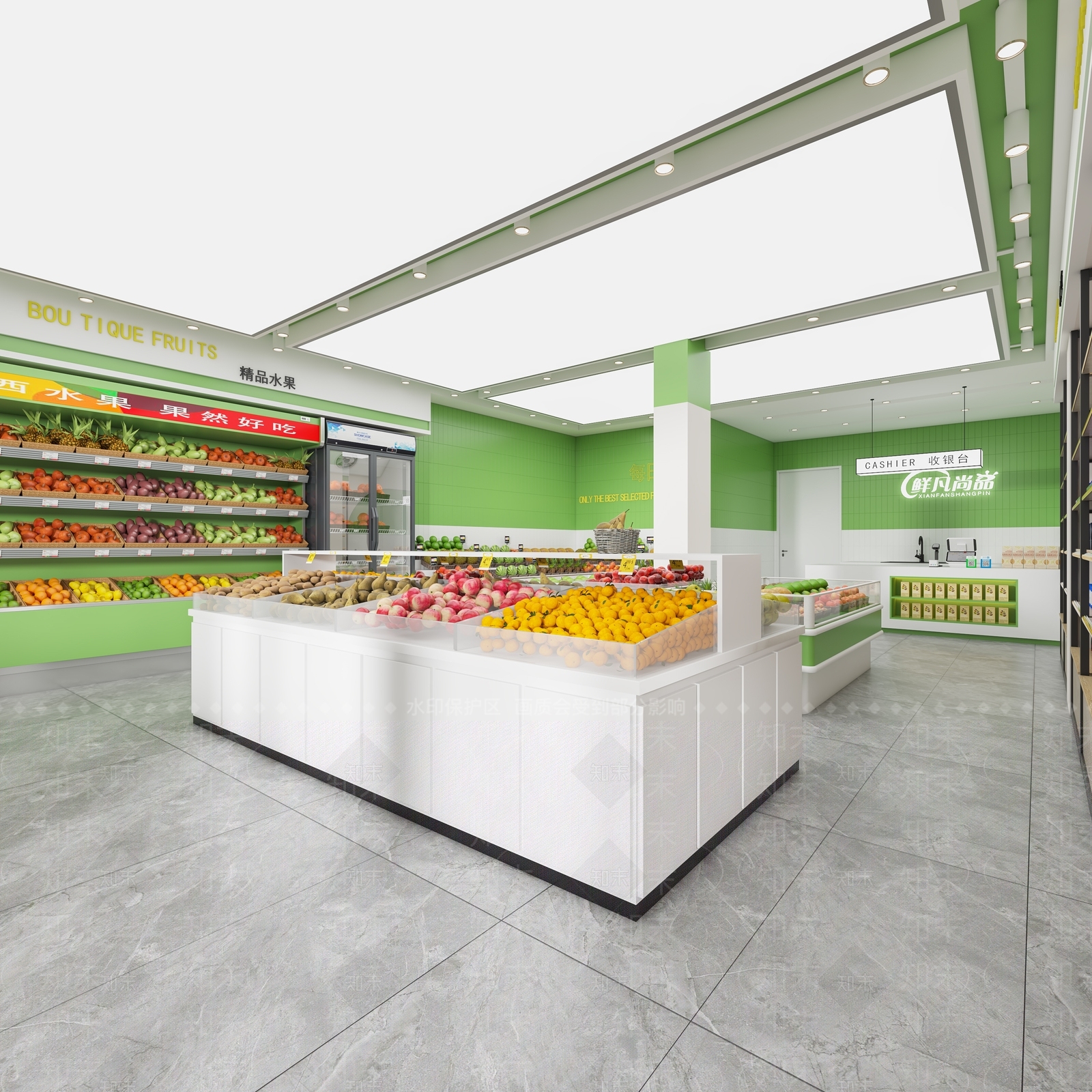 现代水果店货架3D模型下载【ID:1139272155】