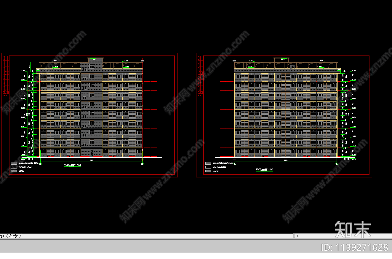 学生宿舍楼建筑cad施工图下载【ID:1139271628】