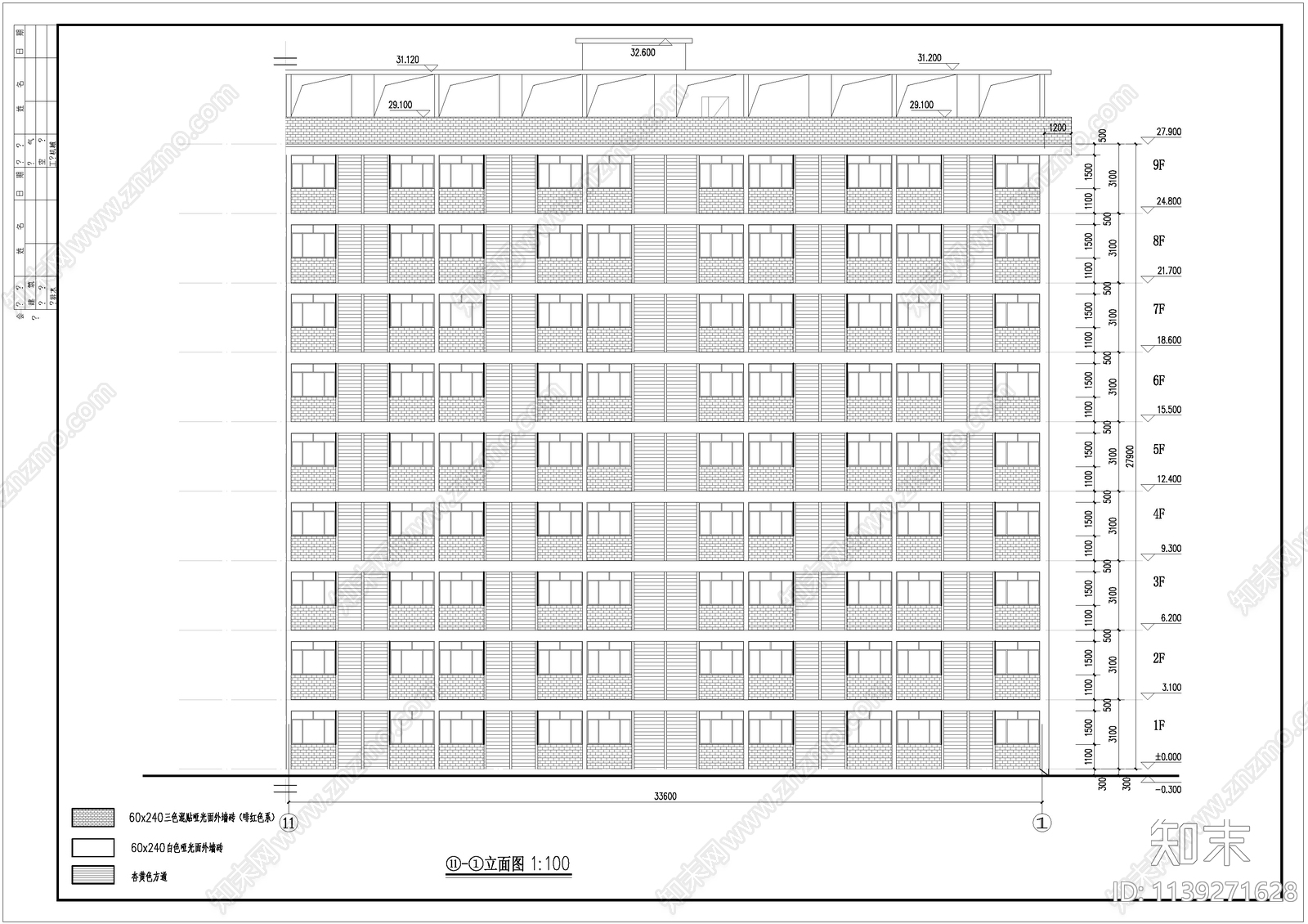 学生宿舍楼建筑cad施工图下载【ID:1139271628】