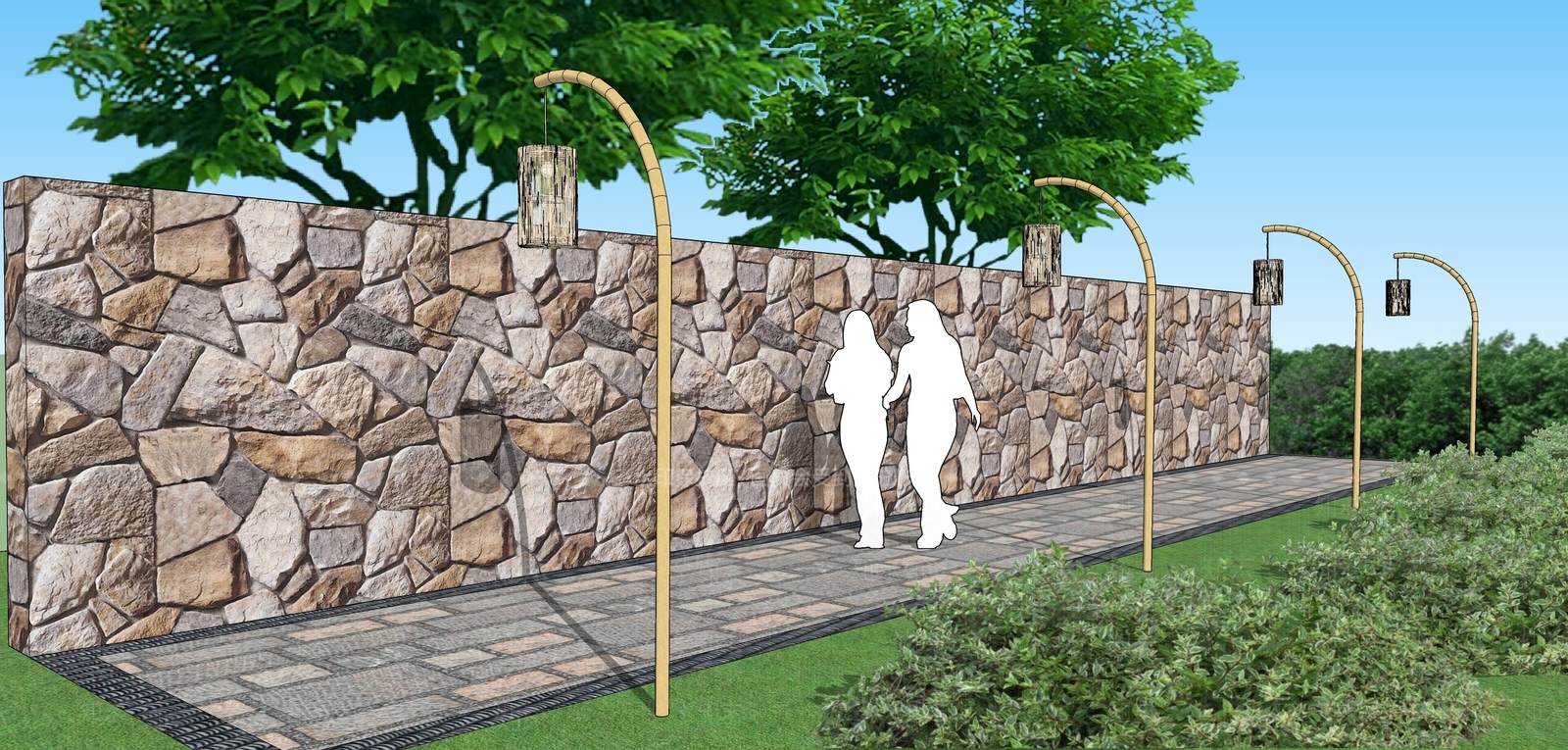 现代美丽乡村竹路灯SU模型下载【ID:1139272226】