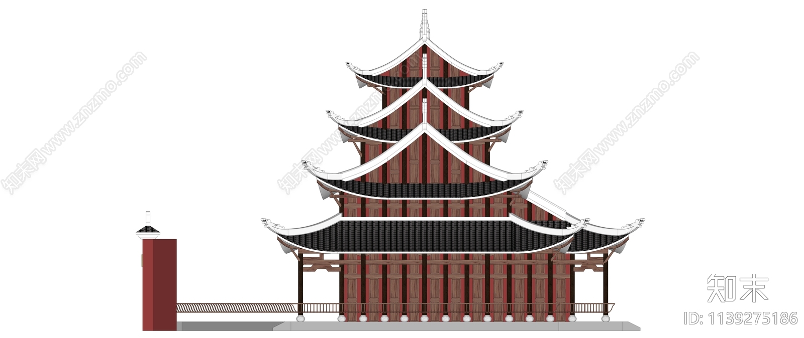 中式寺庙建筑SU模型下载【ID:1139275186】