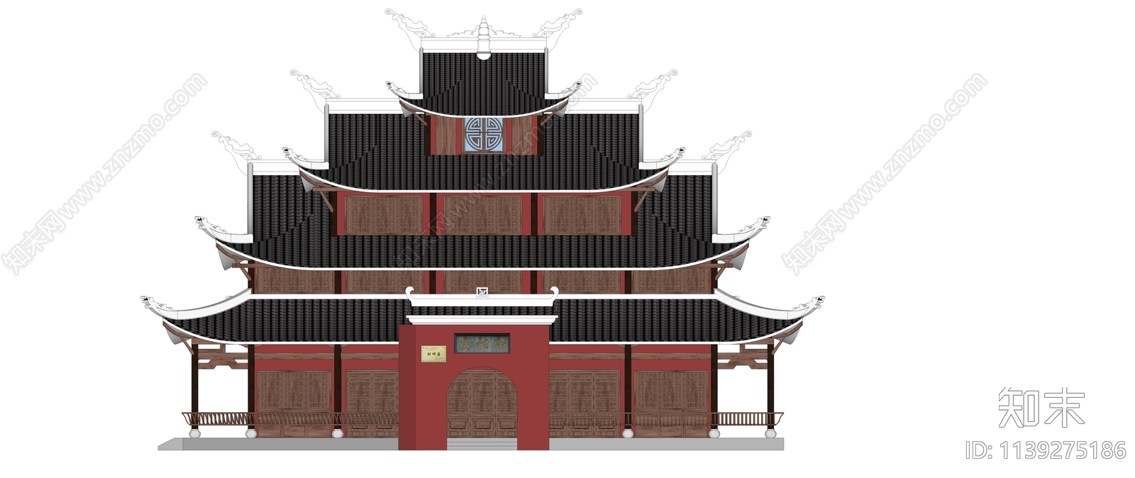 中式寺庙建筑SU模型下载【ID:1139275186】