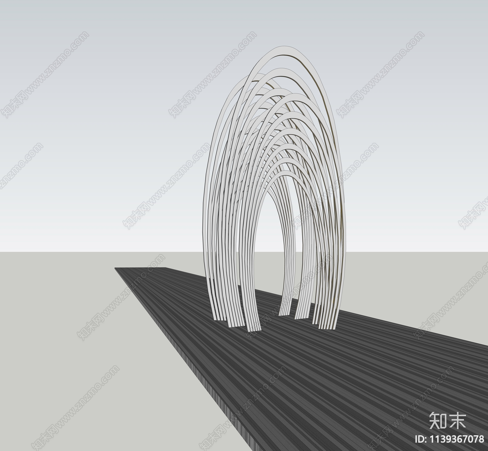 现代拱门景观雕塑SU模型下载【ID:1139367078】