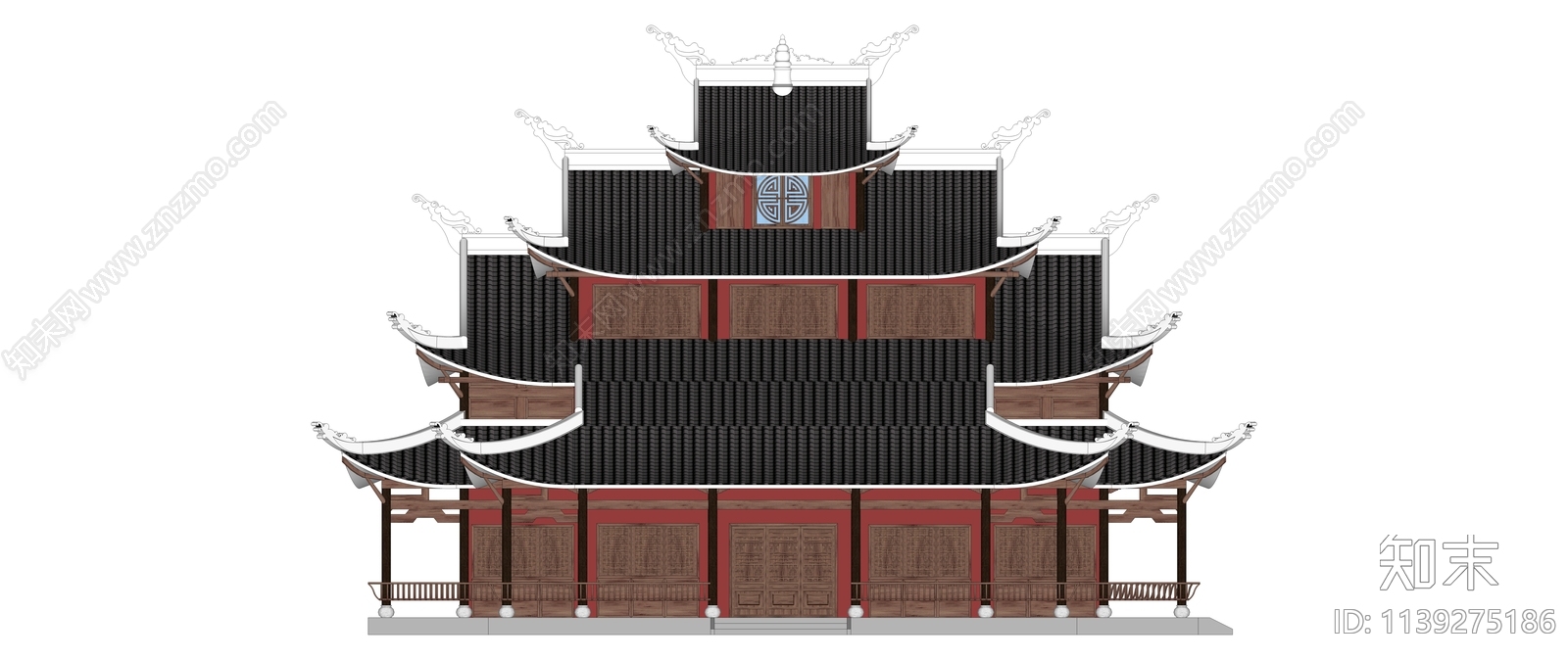 中式寺庙建筑SU模型下载【ID:1139275186】