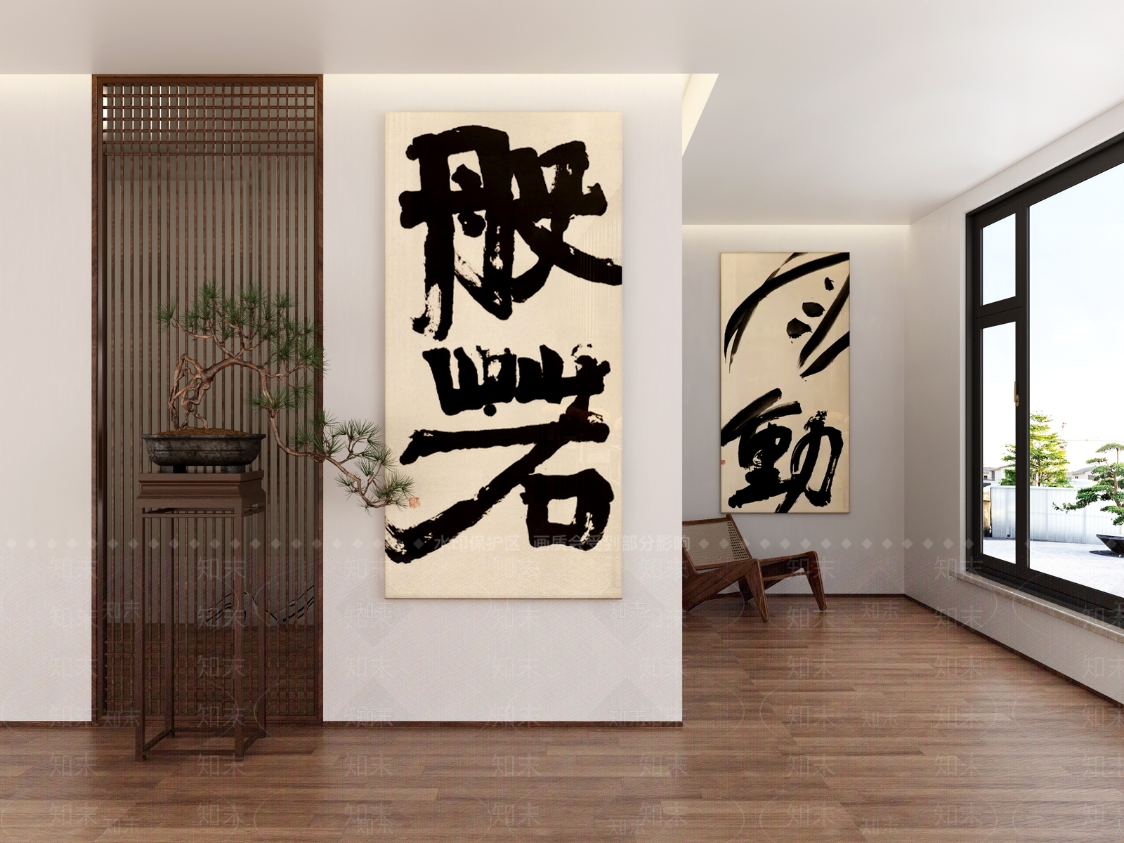 新中式书法字画SU模型下载【ID:1139284790】_知末su模型网
