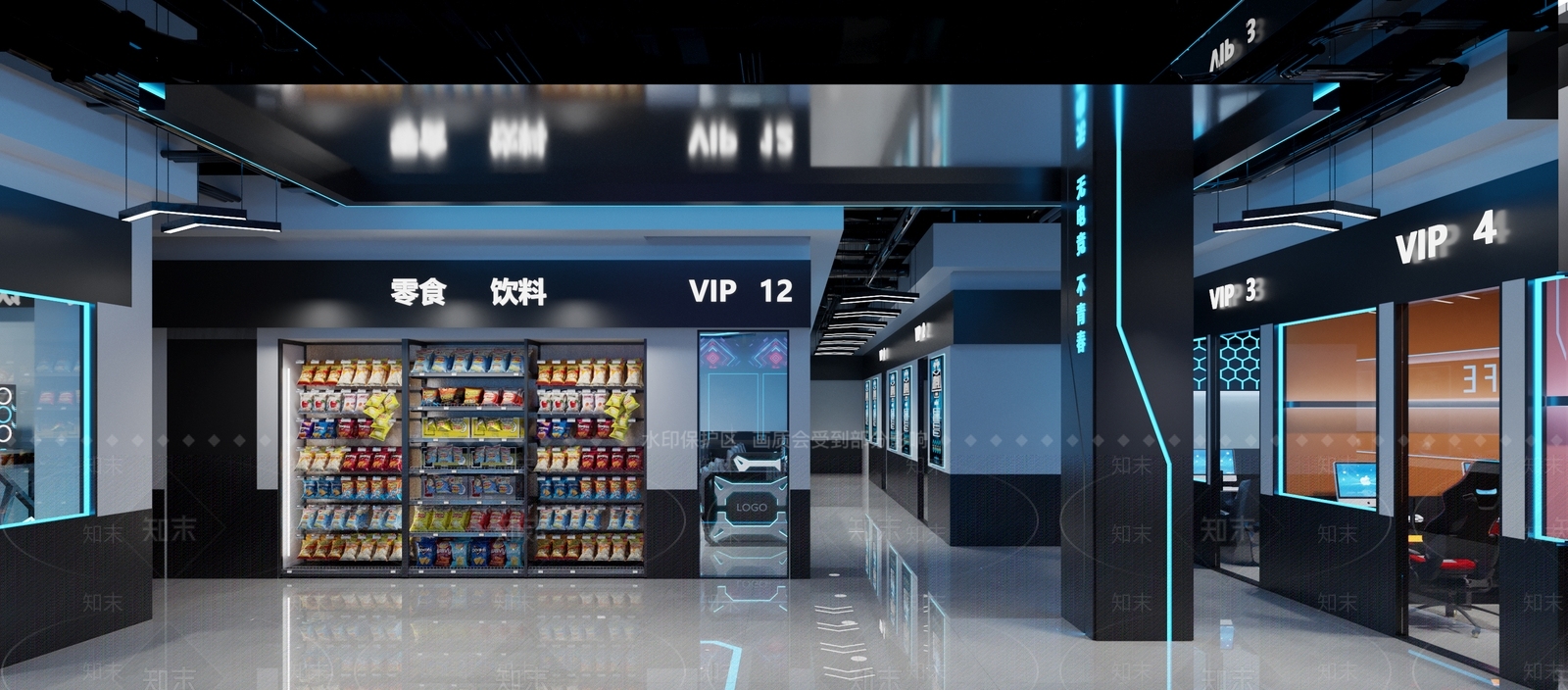 现代科技感网咖3D模型下载【ID:1139285691】