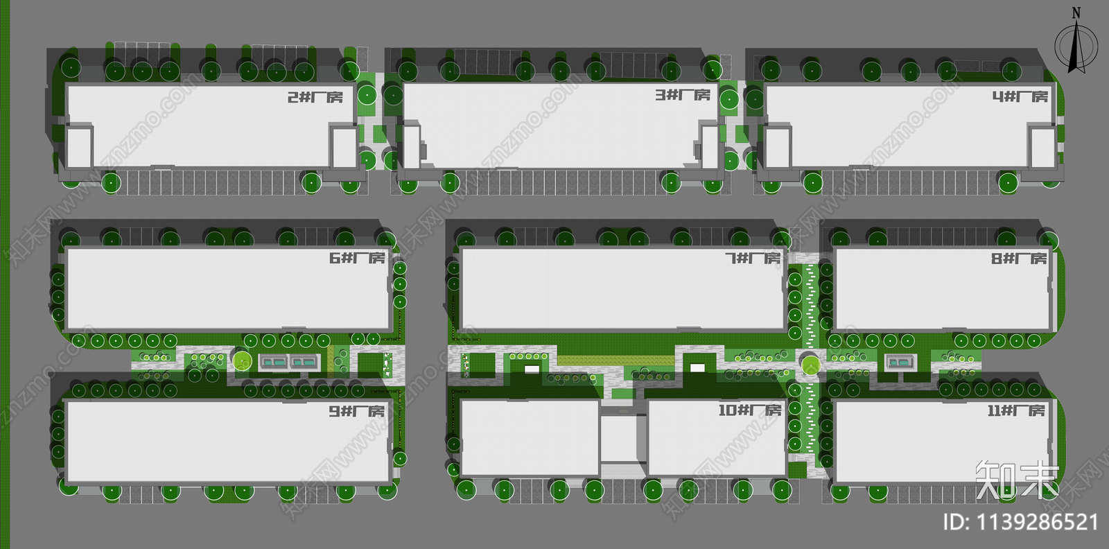现代产业园区景观方案SU模型下载【ID:1139286521】