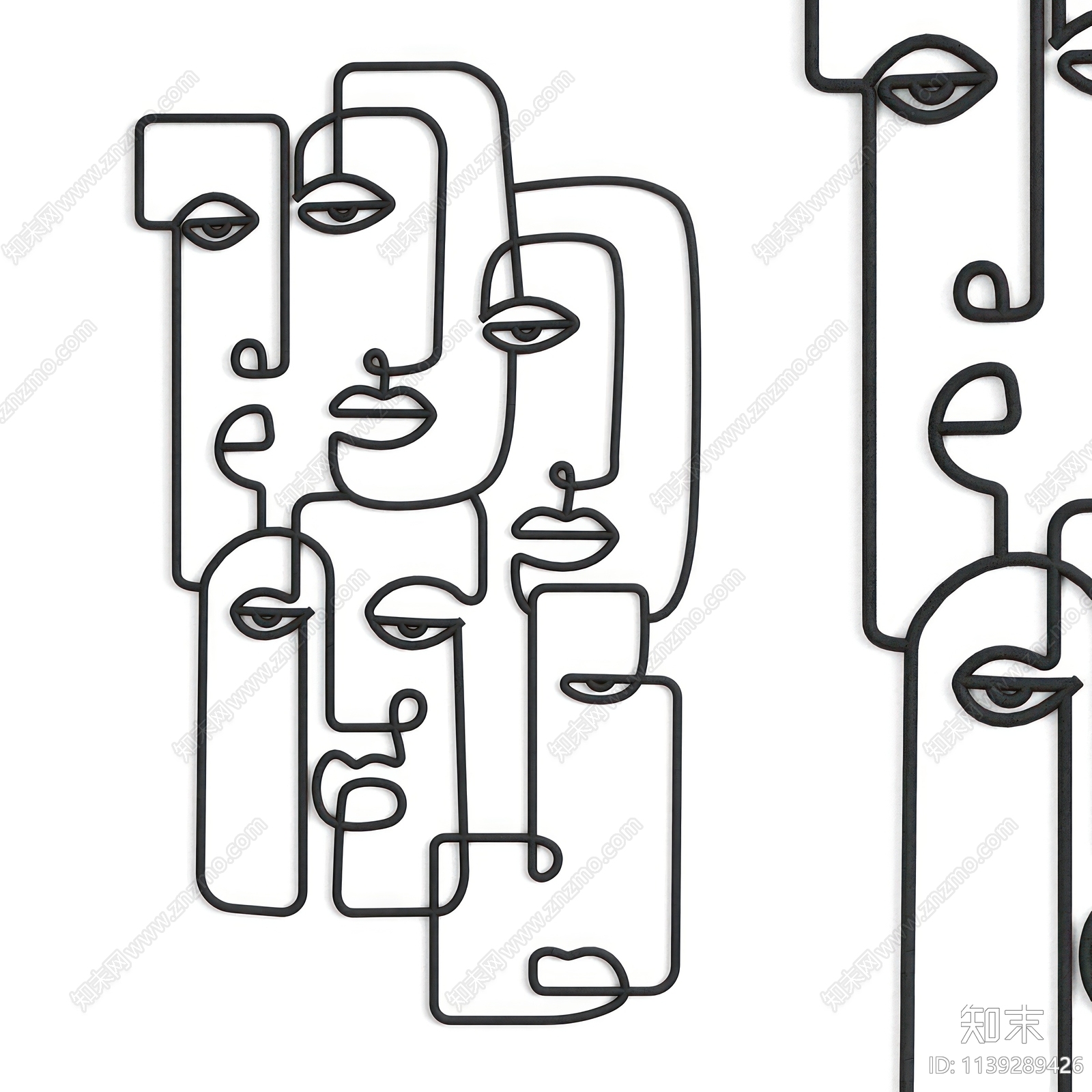 北欧风人物抽象墙饰挂件3D模型下载【ID:1139289426】