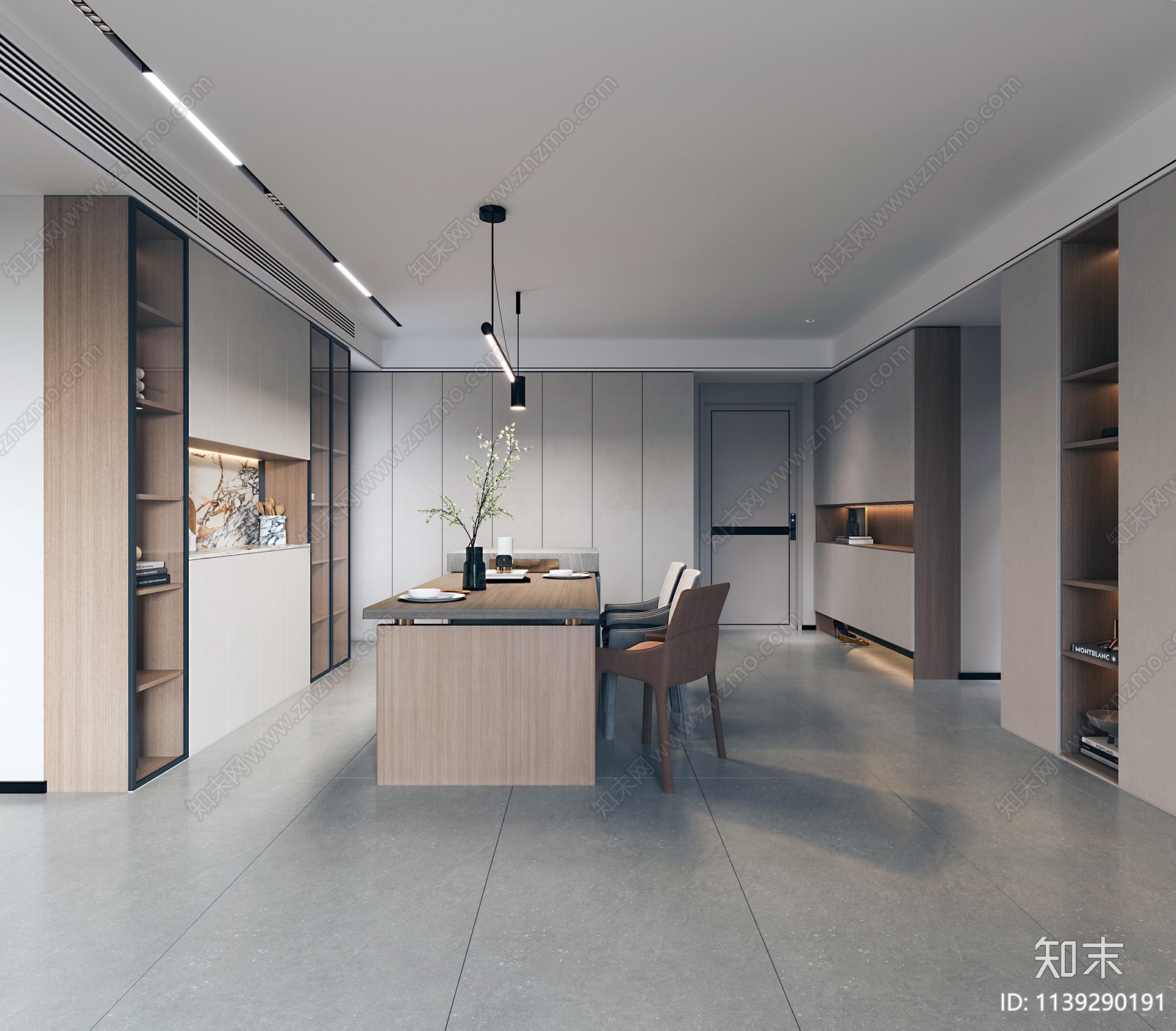 现代极简客餐厅3D模型下载【ID:1139290191】_知末3d模型网