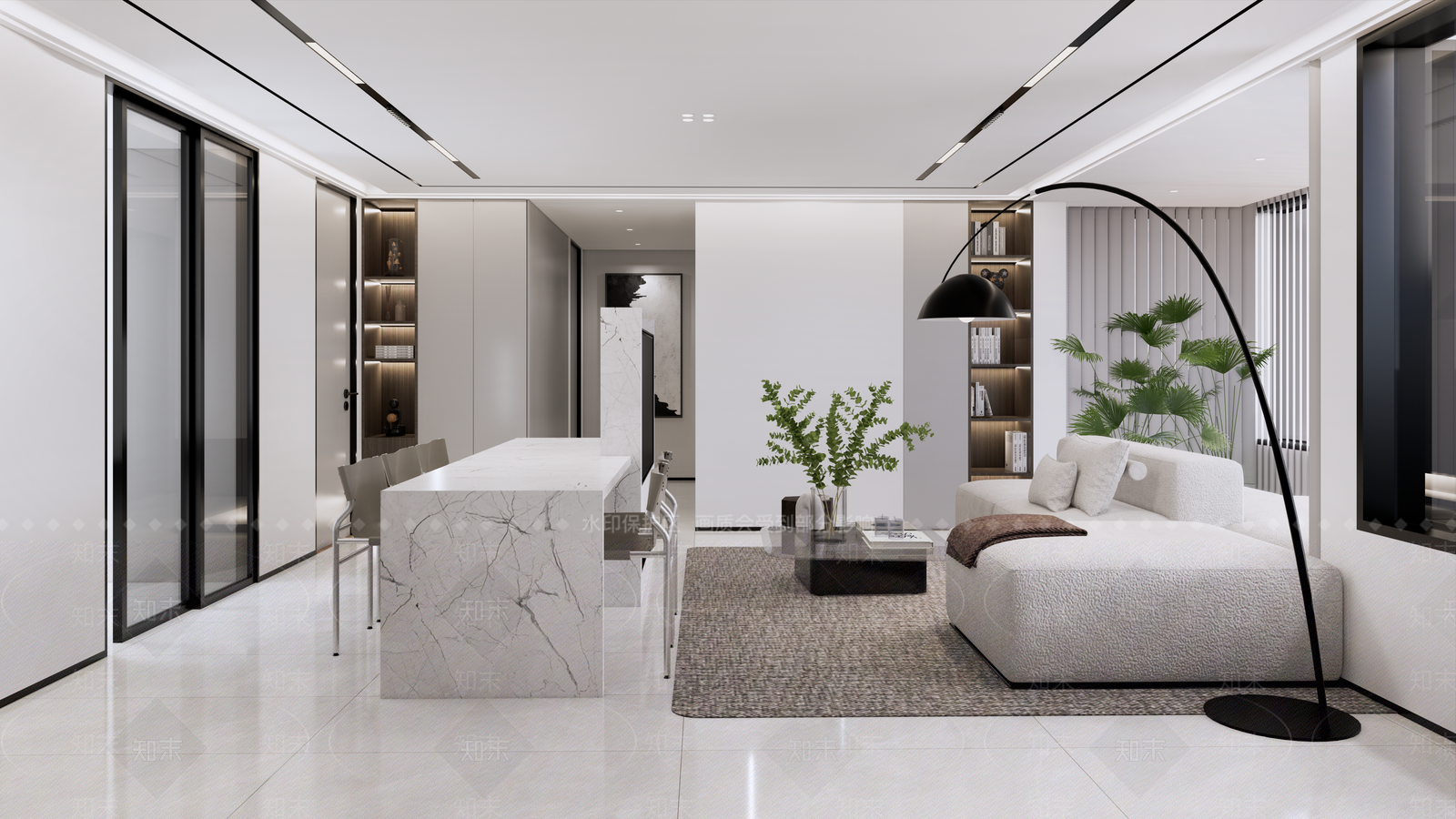 现代风格客餐厅SU模型下载【ID:1139291588】