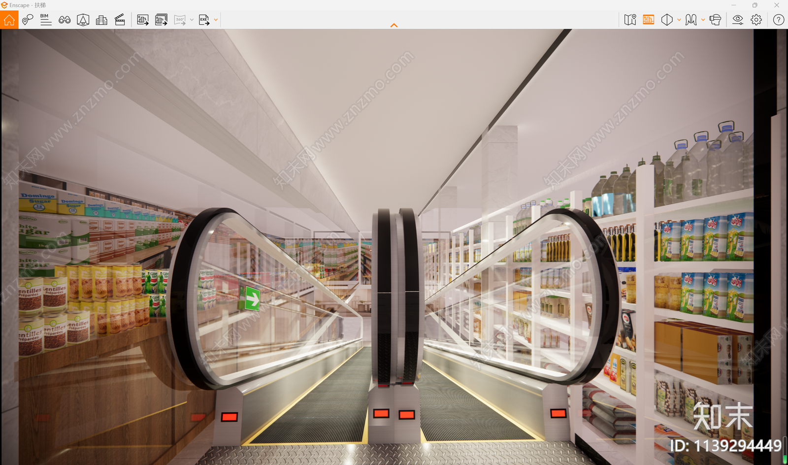 现代商城扶梯SU模型下载【ID:1139294449】