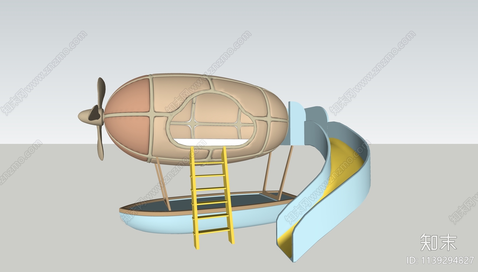 现代儿童床带滑梯SU模型下载【ID:1139294827】
