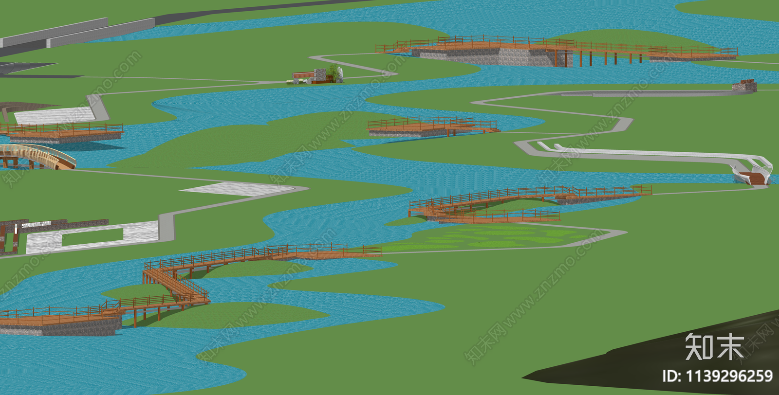 现代滨水景观SU模型下载【ID:1139296259】
