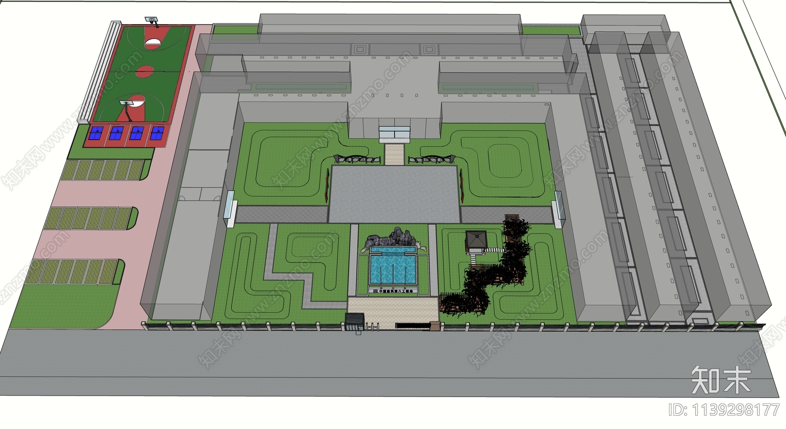 现代公园景观SU模型下载【ID:1139298177】