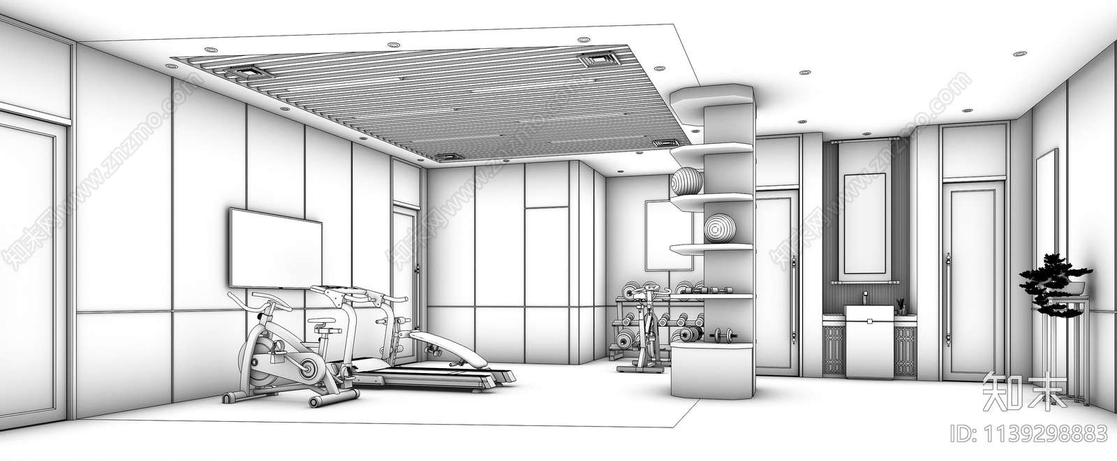 新中式健身房3D模型下载【ID:1139298883】