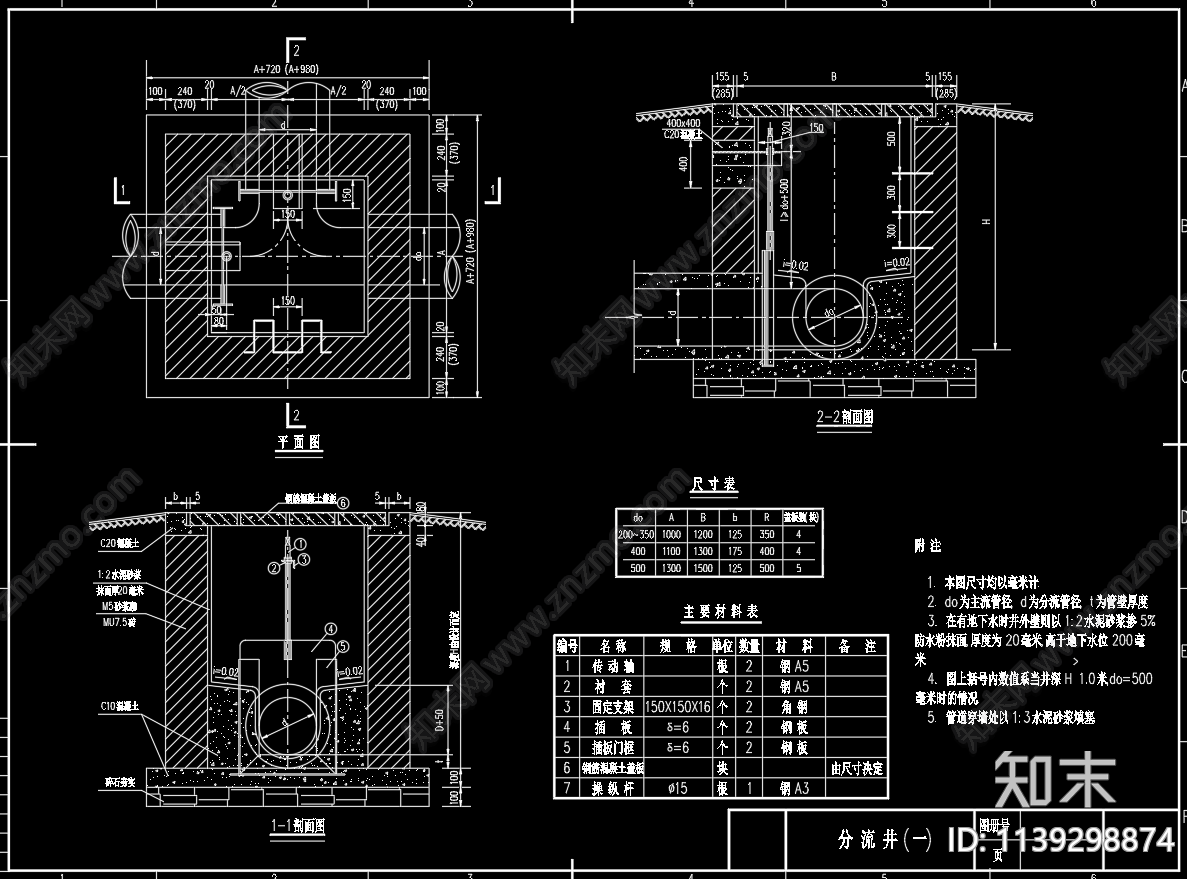给排水工程常用单体构筑物节点cad施工图下载【ID:1139298874】