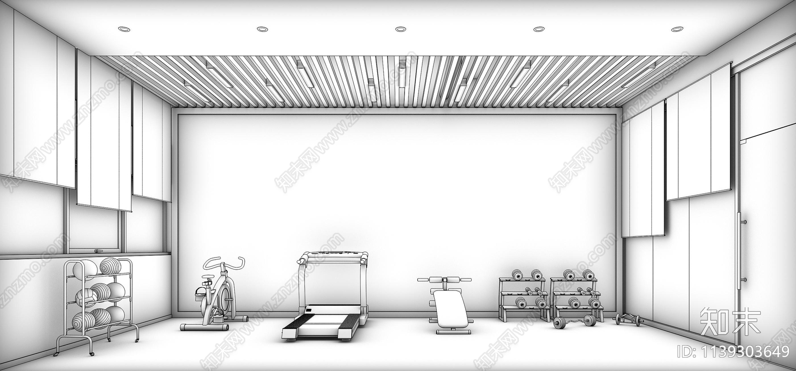 现代健身房3D模型下载【ID:1139303649】