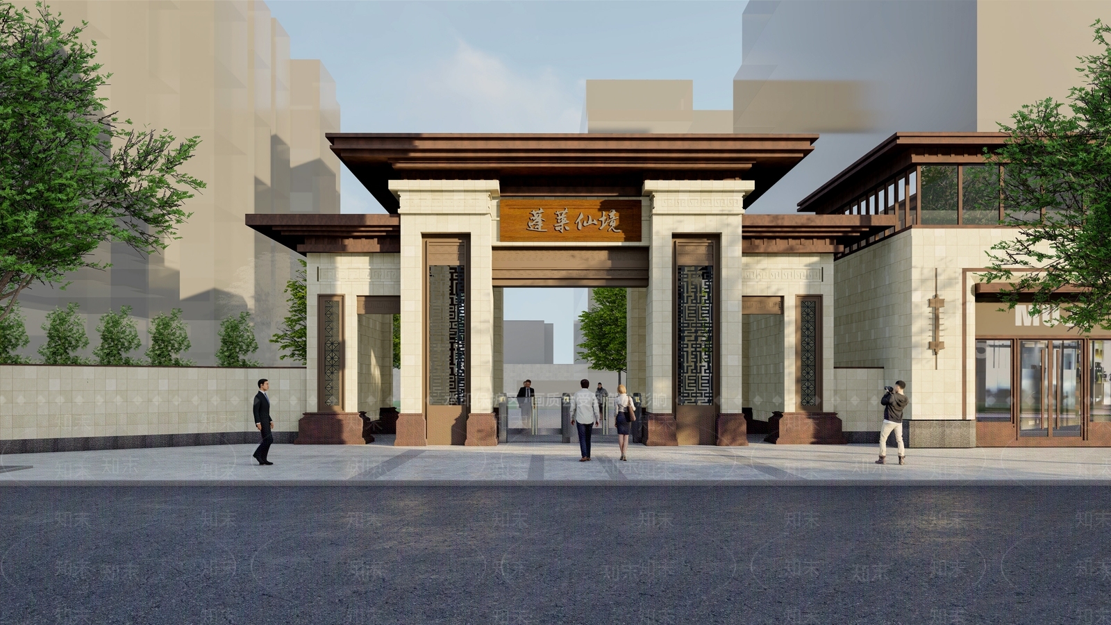 新中式住宅大门SU模型下载【ID:1139306728】
