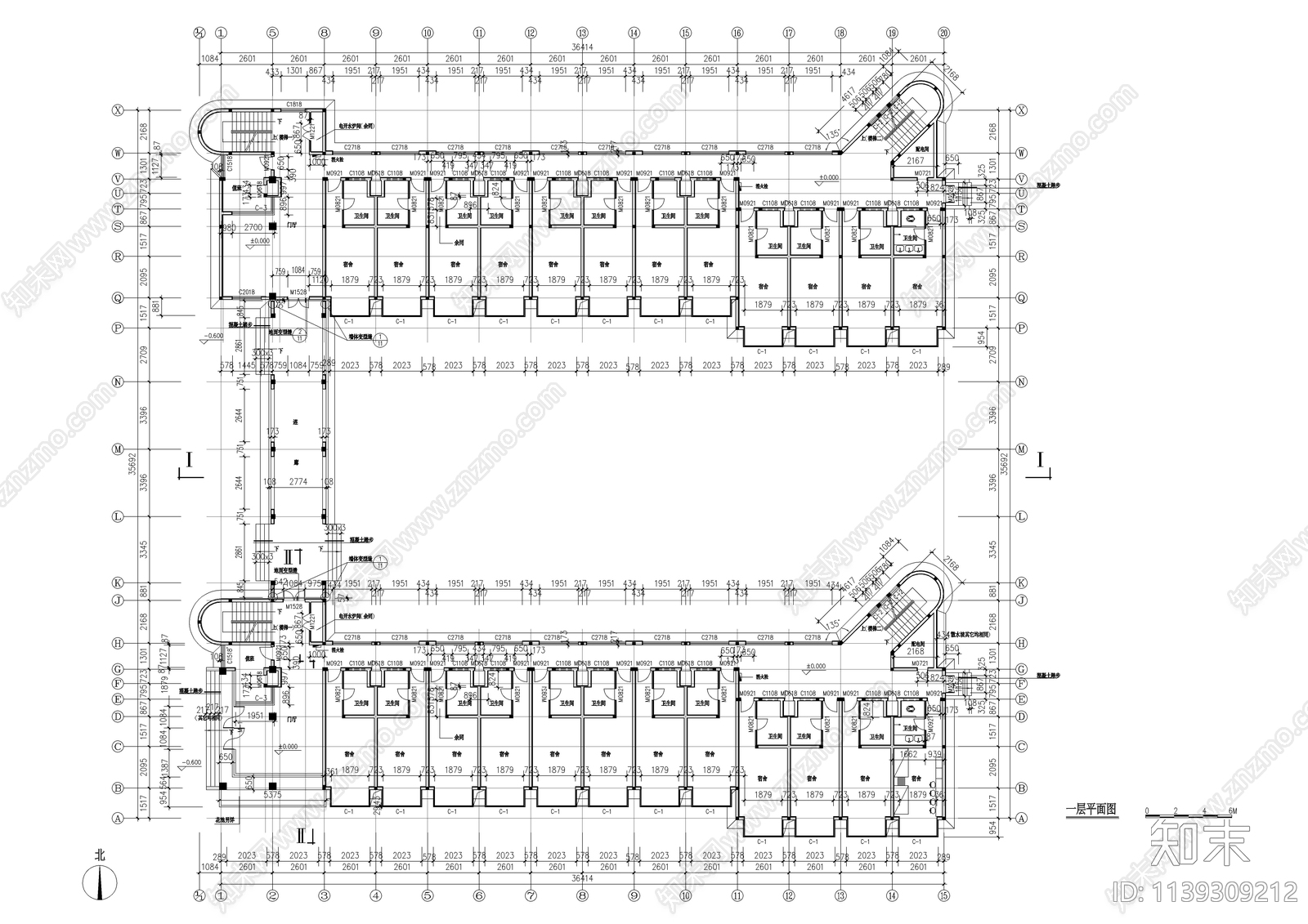 学生宿舍建筑cad施工图下载【ID:1139309212】